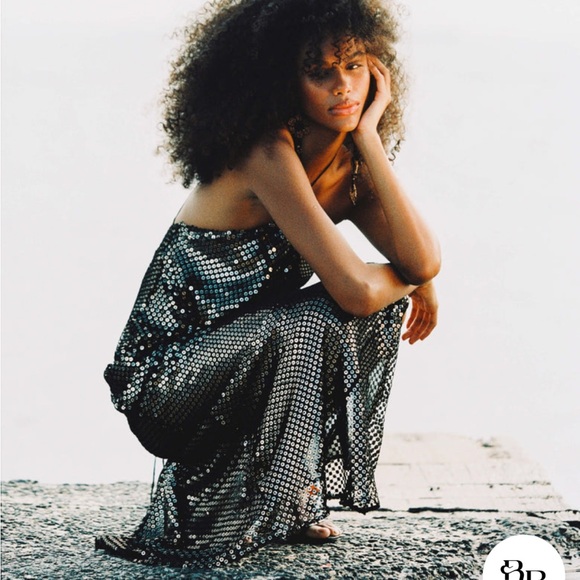 Rat & Boa - Solar Dress - Size Small 🖤🩶 Black maxi gown dress sequin - Picture 3 of 6